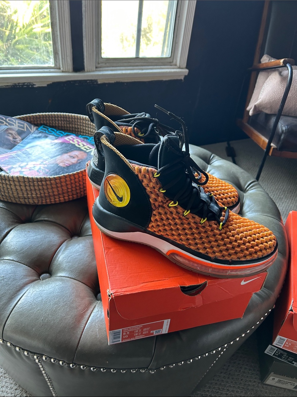 Nike Men’s Orange and Black High-Top Athletic Shoes